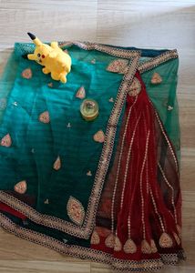 Embroidered Net Party wear saree with blouse