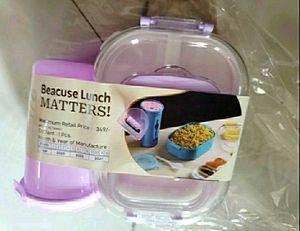 3 Compartment Lunch Box 250 Ml Water Bottle 750ml