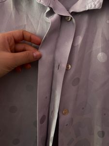 Silver Silk Shirt With Bell Sleeves