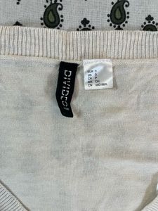 Beige V-Neck Top