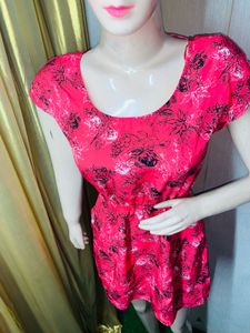 Pink Floral Print Mini Dress