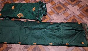 Elegant Green Embroidered Dress Material