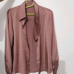Elegant Satin Tie-Neck Blouse