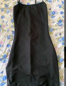 Sleek Black Satin Slip Dress