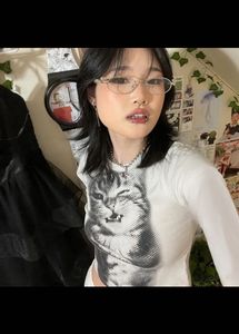 White Graphic Print Crop Top