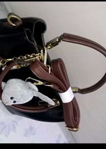 Chic Black Satchel with Cute Charms