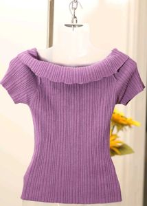 Ribbed Material Off Shoulder Top