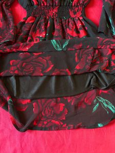 AASK Black &amp; Red Floral Printed Mini Dress