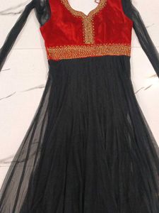 Red & Black Embellished Anarkali