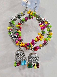 Colorful Beaded Jhumka Earrings