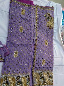 Embroidered Lavender Partywear Saree