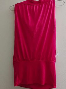 Hot Pink Cowl Neck Sleeveless Top