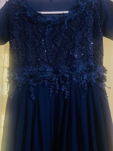 Elegant Navy Blue Georgette Gown✨