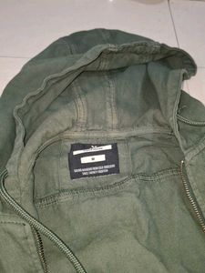 Wrogn Green Hooded Denim Jacket