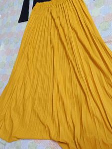 Pleated Yellow Maxi Skirt