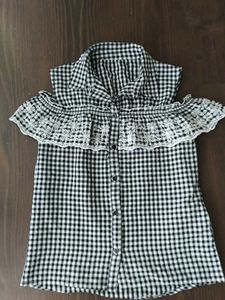 Gingham Cold Shoulder Top