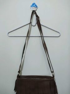 Brown Sling Bag With Fringes
