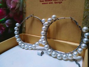 Pearl White Hoop Earrings