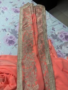 Peach Colour Saree For Eve Party 🎉