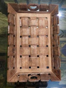 Carved Wooden Serving Tray For Kitchen
