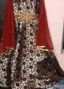 Stunning Maroon Chanderi Gown