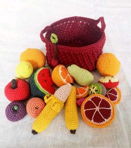 handmade crochet fruits with basket
