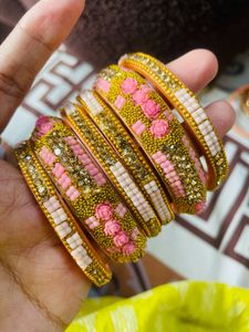 Never Used Rose Pink Studded Bangle Set