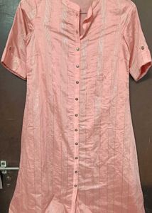 Peach Tunic Top with Silver Stripes