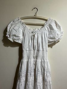 Midi Cottage Core White Dress