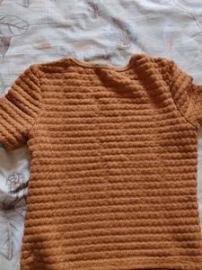 Orange Ribbed Tee &amp; Black Pants