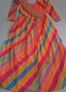 Colorful Striped Anarkali