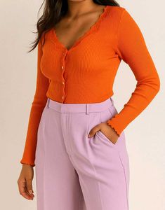 Coral Lace Silk Fitted Top