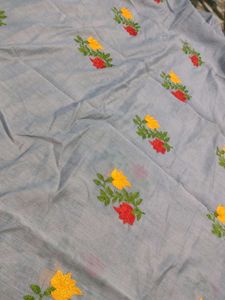 Elegant Embroidered cotton Saree