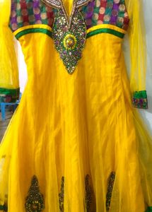 Yellow Embroidered Anarkali Dress
