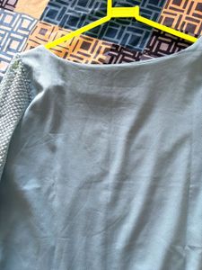 Chic Blue Tie-Sleeve Top