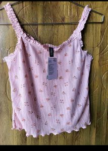 H&amp;M Floral Lace Trimmed Crop Top/ SIZE-M