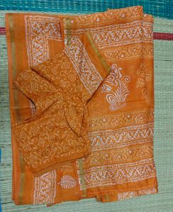 Orange Printed Saree