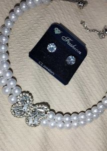 Pearl Necklace &amp; Earring Set