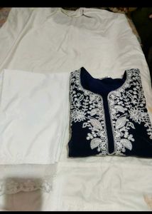 Navy Blue Embroidered Tunic