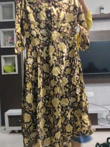 Floral Print Brown Dress