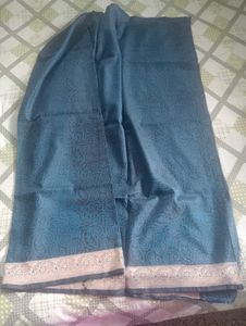 Blue Paisley Fabric with Embellished Border