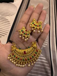 long mangalsutra with earrings