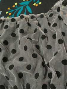 Sheer Polka Dot Off-Shoulder Top