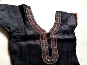 Embroidered Black Kurta