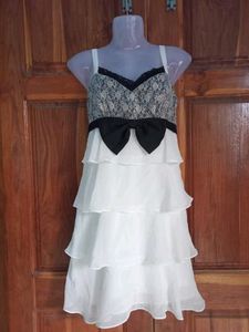 Lace Strip Cute Bow Dress