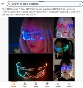 Party LED Glasses Visor Cyberpunk Luminous Glass