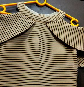 Striped Cold Shoulder Dress For Women