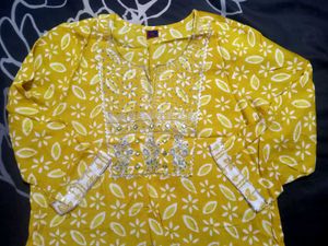 Yellow Printed Kurta Set