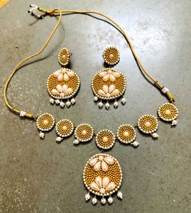 Elegant Haldi Pearl & Gold Jewelry Set