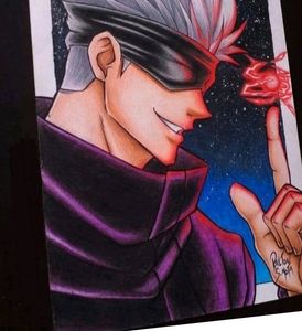 A3 Size Oil Pastel Gojo Drawing